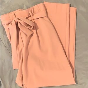 Cropped, Ruffled Waist Slacks